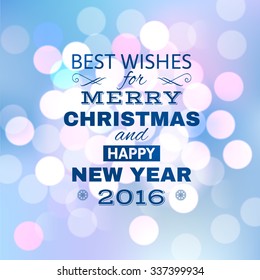 Christmas type design over blue bokeh lights 