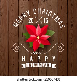 Christmas type design over wooden background