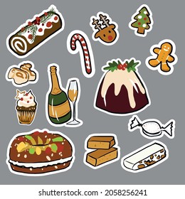 Christmas typical food. Vector draw.