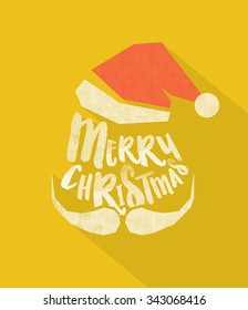 Christmas Typographic Background With Long Shadow / Merry Christmas / Santa