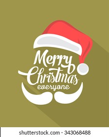 Fondo tipográfico de Navidad con sombra larga / Feliz Navidad / Santa