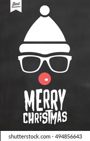 Christmas Typographic Background / Merry Christmas / Red Nose Christmas Style