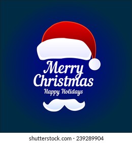 Christmas Typographic Background / Merry Christmas / Santa / Beard. Vector illustration