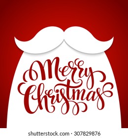 Christmas Typographic Background. Santa  Beard. Vector illustration EPS 10