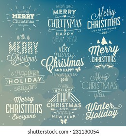 Christmas Typographic Background Set / Merry Christmas And Happy New Year