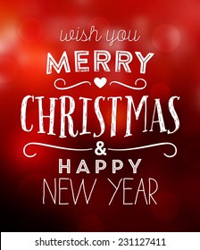 Christmas Typographic Background / Wish You Merry Christmas And Happy New Year