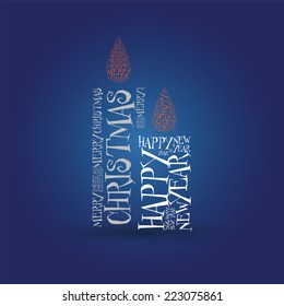 Christmas typographic candles with blue background