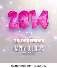 Christmas typographic label for Xmas and New Year holidays design. Calligraphic vector Decoration. Geometric pattern. Blur abstract background.