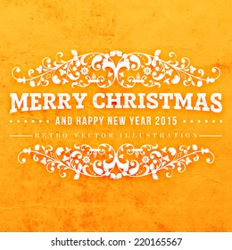 Christmas Typographic Label for Xmas and New Year Design. Calligraphic Vector Decoration. Christmas Greeting Card Template for Holiday Flyer, Placard and Poster Designs. Vintage Frame and Border.