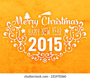 Christmas Typographic Label for Xmas and New Year Design. Calligraphic Vector Decoration. Christmas Greeting Card Template for Holiday Flyer, Placard and Poster Designs. Vintage Frame and Border