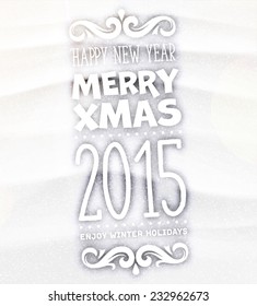 Christmas typographic label for Xmas and New Year holidays design. Calligraphic vector Decoration. Logo Template in a Snowdrift