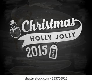 Christmas typographic label for Xmas and New Year holidays design. Calligraphic vector Decoration. Chalkboard Style.