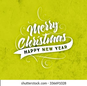 Christmas Typographic Label for Xmas and New Year Design. Calligraphic Vector Decoration. Christmas Greeting Card Template for Holiday Flyer, Placard and Poster Designs. Vintage Label Style