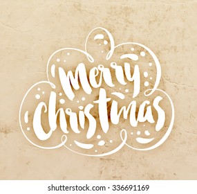 Christmas Typographic Label for Xmas and New Year Design. Calligraphic Vector Decoration. Christmas Greeting Card Template for Holiday Flyer, Placard and Poster Designs. Vintage Label Style