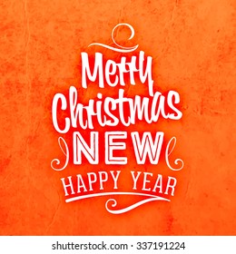 Christmas Typographic Label for Xmas and New Year Design. Calligraphic Vector Decoration. Christmas Greeting Card Template for Holiday Flyer, Placard and Poster Designs. Vintage Label Style