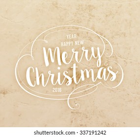 Christmas Typographic Label for Xmas and New Year Design. Calligraphic Vector Decoration. Christmas Greeting Card Template for Holiday Flyer, Placard and Poster Designs. Vintage Label Style