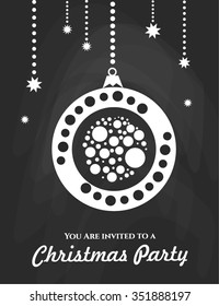 Christmas typographic label for Xmas and New Year holidays design. Calligraphic vector Decoration. Chalkboard Style. Badge. Christmas party. Balls
