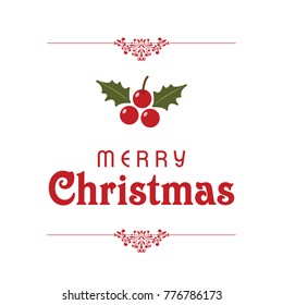 Christmas typographic with red cherries 