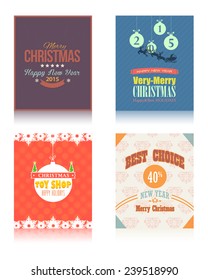 Christmas Typographic Text, Greeting Card, Background, Flyer, Poster Design Set