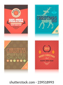 Christmas Typographic Text, Greeting Card, Background, Flyer, Poster Design Set