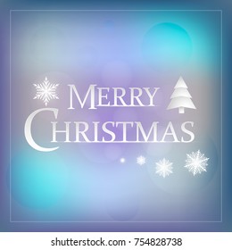 Christmas typographical on background with multikolor landscape with snowflakes. Vector Illustration