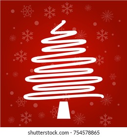 Christmas and typographical on background with winter landscape with snowflakes, light, stars. Xmas card. Vector Illustration
