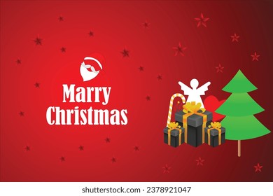 Christmas typographical on red background with black and red glitter texture. Vector illustration for red background. Xmas card. Vector Illustration