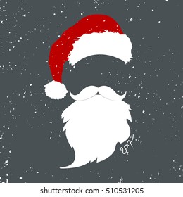 Christmas Typography Background, Merry Christmas, Santa Claus. beard mustache Vector illustrator