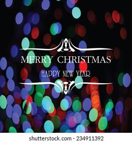Christmas typography with bokeh christmas light