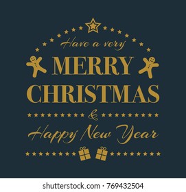 Christmas typography with decoration - card or banner. Vector.
