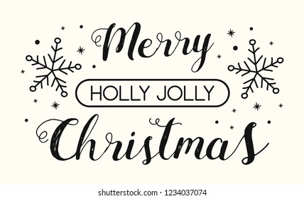 Christmas typography with decorative ornaments. Vector.