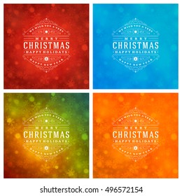 Christmas Typography Greeting Cards Design Set. Christmas lights and Snowflakes Backgrounds. Vector illustration EPS 10. Christmas Typography Greeting Cards Design Set. Christmas lights and Snowflakes Backgrounds. Vector illustration EPS 10.