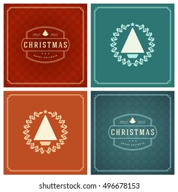Christmas Typography Greeting Cards Design Set. Holidays wishes retro style vintage ornament decoration. Vector illustration EPS 10. Christmas Typography Greeting Cards Design Set. Holidays wishes retro style vintage ornament decoration. Vector illustration EPS 10.