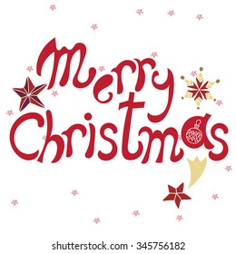 Christmas typography Merry Christmas.Hand drawn vector doodle.