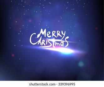 Christmas typography. Merry christmas. Light. Bokeh