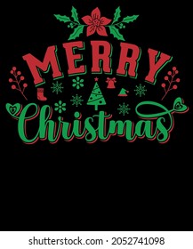 Christmas Typography Merry Christmas ➤Sublimation SVG Cut file T-shirt Design ➤ Print, sign, symbol, art, label, word, drawn, modern, isolated, drawing 