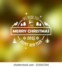 Christmas typography on blurred background. Vector illustration