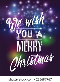 Christmas typography on shiny background.
