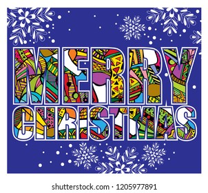 Christmas typography. Ornament? pattern. Snowflakes. Background. Vector. For greeting cards, invitations,  posters. Christmas, new year. 