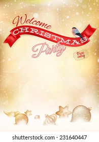 Christmas typography poster on gold bokeh. EPS 10 vector file included