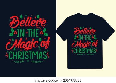 Christmas typography t shirt design 2021 for Santa merry Christmas. 