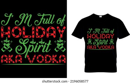 christmas typography T shirt design with editable vector graphic. Perfect for print items and bags, posters, cards. isolated on black background.