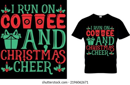 christmas typography T shirt design with editable vector graphic. Perfect for print items and bags, posters, cards. isolated on black background.