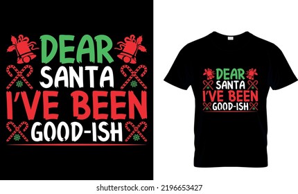 christmas typography T shirt design with editable vector graphic. Perfect for print items and bags, posters, cards. isolated on black background.