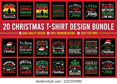 Christmas typography t-shirt design bundle
