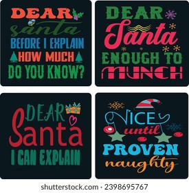 Christmas Typography T-Shirt Design Bundle, EPS File format, size 2500x2500 pixel, Editable file, Printable graphic, 300 DPI (PPI), White background.