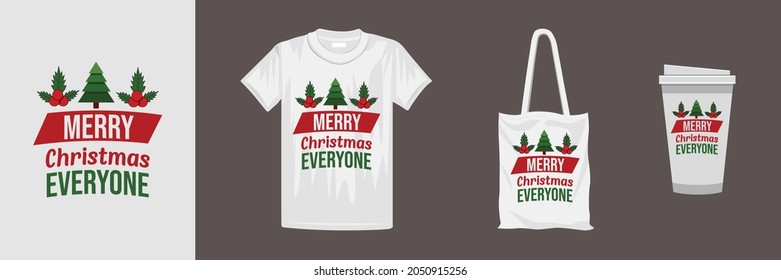 Christmas typography t-shirt design template. Good for t-shirt, mug, gift and other printing.