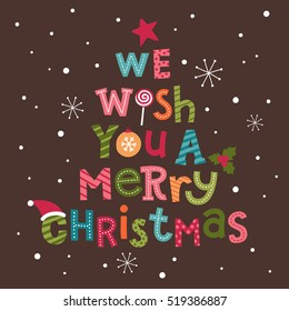 Christmas typography vector illustration. Holidays greeting card design.