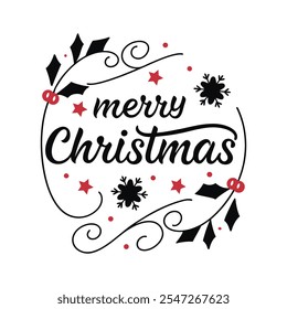 Christmas typography vector illustration icon