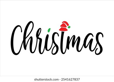 christmas typography vector illustration on white background.